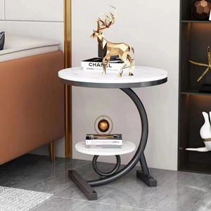 Petite table basse ronde en pierre pour appartement, style luxe léger, idéale pour hôtel et appartement. - Product Image 2