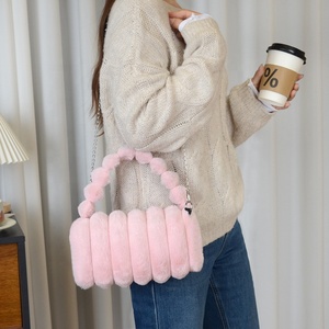 Wholesale Korean Style Plush Handbag Set <strong>Fluffy</strong> Faux Fur Shoulder <strong>Bag</strong> With Coordinated Hat for Women - Product Image 3