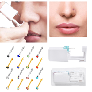 Kit de bijoux de corps professionnel <span class=keywords><strong>pistolet</strong></span> de perçage d'<span class=keywords><strong>oreille</strong></span> de nez de gemme stérile sûr <span class=keywords><strong>jetable</strong></span> avec anneaux de nez en acier inoxydable gratuits - Product Image 1