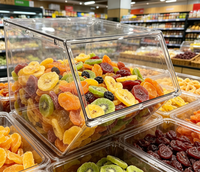 ECOBOX Bac de stockage alimentaire avec pelle, empilable, en plastique, pour dattes, chocolat, aliments secs, snacks, noix, bonbons, fruits secs, pour la vente en gros en magasin