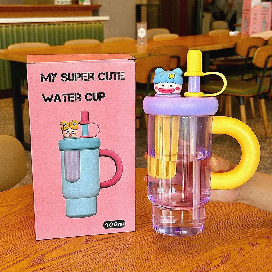 Poupée en boîte de couleur, tasse de glace bully, violet jaune, 900ml