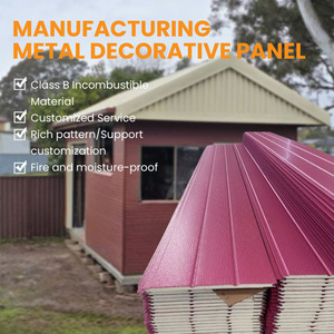 Panneaux sandwich métalliques modernes pour la décoration des murs extérieurs de villas, écologiques, légers, imperméables, en polyuréthane PU pour toiture - Product Image 1