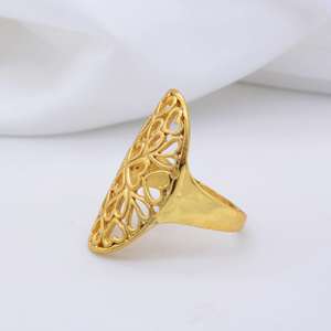 Anillo de latón chapado en oro de 18 quilates a la moda, diseño en forma de corazón, joyería de moda para mujer para propuesta de compromiso, aniversario y boda - Product Image 2
