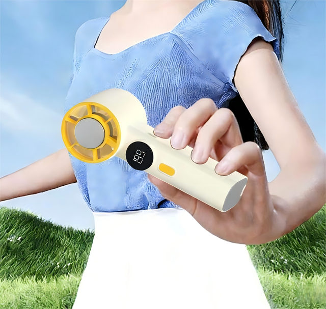Ultra-Light Rechargeable Brushless Motor 1800mAh Battery Ergonomic Handheld Fan AI Smart Chip Ice Compress Cooling USB Electric