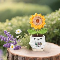 Neuer Stil Handgemachte Emotionale Positive Sonnenblumen-Häkelgeschenke Gehäkelte Topfpflanze Weihnachtsgeschenke für Enkel Ermutigungsgeschenk