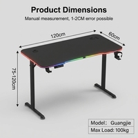 Bureau de Gamer AOR A1 Modèle Nouvelle Version Améliorée avec Design Robuste - Bureau Gaming Entièrement Noir pour le Télétravail