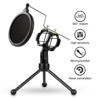 Microphone à condensateur de bureau sans fil, support, directivité omnidirectionnelle, portable, design rotatif réglable, métal et plastique