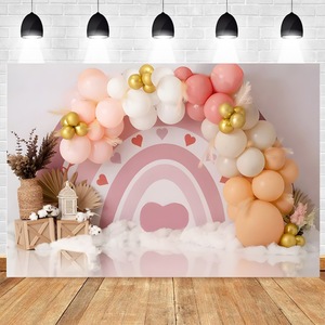 Ragazzo una festa di compleanno sfondo blu bianco mongolfiera orsetto fotografia sfondo 1 ° compleanno Photo Booth bambini ragazzi - Product Image 1