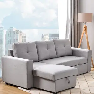 Partner Modern Look With Classic L Shaped Linen Sofa Bed With Storage Living Room Sofa Corner Bed