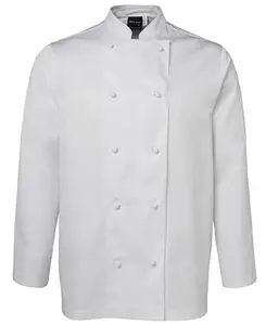 OEM Wholesale Custom White Black Uniform Chef Coat Chef jacket Coat Buttoned Cooking Chef Wear Uniform Design