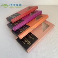 Boîte en papier pour barre chocolatée avec fenêtre et UV sélectif, impression personnalisée en feuille d'or, gaufrage, lamination mate de luxe, qualité alimentaire, fermeture à rabat