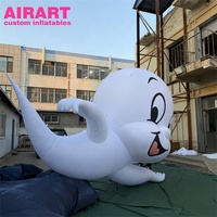 Grand fantôme gonflable géant de dessin animé blanc, mascotte décorative mignonne pour Halloween en extérieur, ballon fantôme gonflable de dessin animé