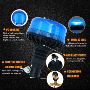 Baliza de Advertencia LED Azul con Soporte Flexible <span class=keywords><strong>para</strong></span> Tubo, ECE R65 ECE R10, 12x3W, 120 Destellos <span class=keywords><strong>para</strong></span> Vehículos de Emergencia - Product Image 1