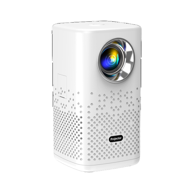White Portable LED Projector With Battery Build in 1g RAM 8GB ROM Manual Focus ABS Electroplating