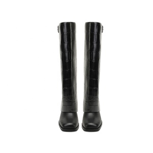 Botas de Mujer Personalizables de Lujo, Estilo Occidental Clásico, hasta la Rodilla, de Cuero PU con Grabado de Cocodrilo, Plegables, con <span class=keywords><strong>Tacón</strong></span> Cuadrado, para Verano/Invierno - Product Image 3