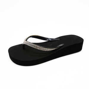 Tongs à semelles compensées pour femmes, chaussures d'été brillantes de strass - Product Image 4