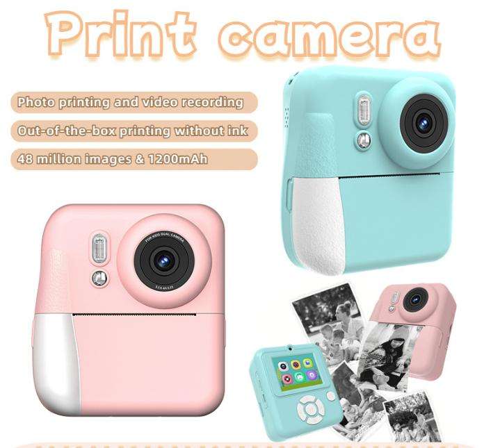 Verde Sin tarjeta de memoria Estándar con 1 rollo de papel - Cámara dual