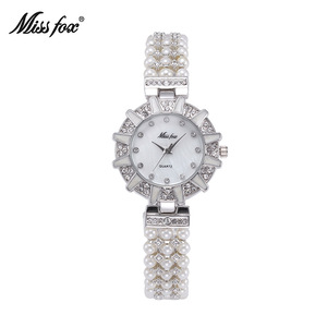 Reloj de Pulsera de Perlas Resistente al Agua para Mujer, Reloj de Cuarzo con Incrustaciones de Diamantes, Reloj de Perlas Redondo para Mujer - Product Image 2