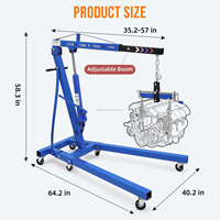 Grue de levage hydraulique manuelle pliable 2T 3T pour atelier, grue de levage de moteur, palan de levage