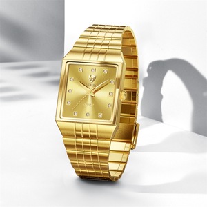 Montre de couple personnalisée en or riche et luxueux avec diamants, bracelet en acier, mouvement à quartz, pour homme et femme, haut de gamme, élite - Product Image 3