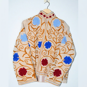 Velvet Embroidered Knitted Boho Floral Suzani Autumn/Winter/Summer <b>Jacket</b> <b>Women</b> Eco-Friendly Handmade Cotton Lining Stand - Product Image 5