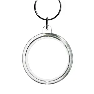 Promo Keychain Acrylic Clear Blank Keyrings Custom Printing Picture Frame with Split Ring