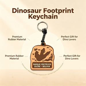 Dinosaur Footprint Silicone <b>Keychain</b> custom design PVC <b>keychain</b> cartoon <b>keychain</b> for backpack Rubber Keyring - Product Image 2
