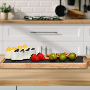 Planche à découper multifonctionnelle en bois d'acacia naturel avec poignée pour la cuisine Planche d'ardoise rectangulaire - Product Image 5