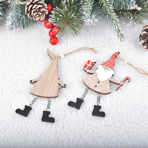 Wooden Christmas Gnome Ornaments Hanging Decorations Rustic Style <b>Mini</b> Figures For Tree Holiday Decor - Product Image 3