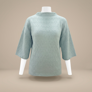 เสื้อสเวตเตอร์ถักสำหรับผู้หญิง คอกลม แขนสามส่วน ผ้าบาง สีพื้น เสื้อลำลอง - Product Image 1