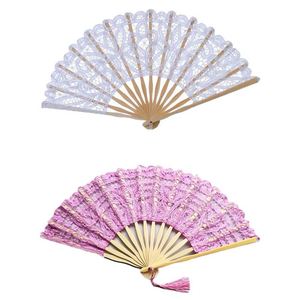 Abanico Plegable de Bambú Hecho a Mano de 23 cm, Abanico Personalizado para Novia de Boda, Abanico Español Bordado con Encaje, Ángel Tallado, Flor, Amor, Abanico Portátil - Product Image 1