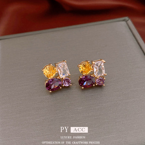 Boucles d'oreilles ovales en zircon à aiguille d'argent, style industriel européen et américain, chic, haut de gamme, simple et audacieux, pour <span class=keywords><strong>femme</strong></span>, vente en gros - Product Image 4