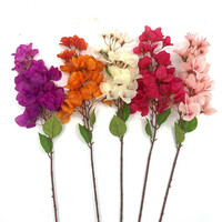 Ranting Bunga Bougainvillea Buatan Tangan Warna Kuning Oranye dari Kain untuk Dekorasi Bunga Pernikahan dan Rumah