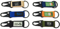 Porte-clés en polyester personnalisé en gros avec autocollant magique velcro et crochet d'aigle tissé logo étiquette porte-clés