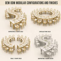 Chaises serpentine rondes de luxe et tables de mariage en verre blanc pour événements, idéales pour hôtels et centres de réception - Vente en gros