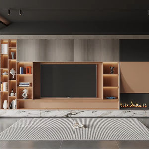 Mobile TV Contemporaneo Regolabile con Camino Elettrico e <span class=keywords><strong>Design</strong></span> Moderno in Legno per Soggiorno di Lusso - Product Image 1