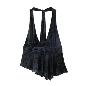 Débardeur Vintage Tissé Sans Bretelles Col Halter Sans Manches Printemps 2026 Respirant Écologique Vêtements Femme - Product Image 1
