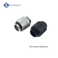 XHDIY PM-JS-XZDS Raccord rotatif G1/4 refroidi par eau, paire de raccords en soie argent-noir, rotatif à 360°, de Maoming