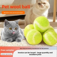Vente en gros de balles de jeu interactives de 4cm pour animaux de compagnie Jouets à mâcher d'herbe à chat infusés de laine feutre coloré écologique pour chats petits chiens