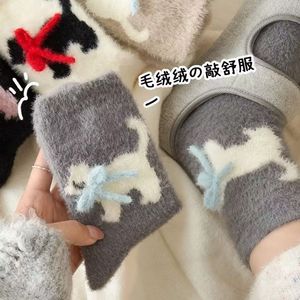 Cartoon Mink Fleece <b>Socks</b> Thick Warm Women <b>Winter</b> Mid Calf <b>Socks</b> With Puppy Design - Product Image 2