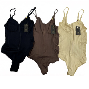 Body sculptant gainant pour femme avec soutien-gorge intégré, effet ventre plat, entrejambe boutonné, épais, non transparent, sans couture, effet amincissant sur la taille, style string - Product Image 1