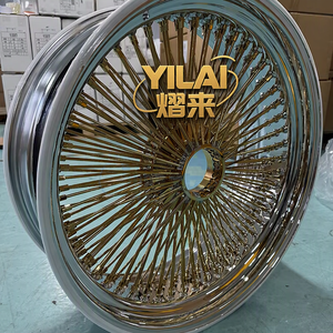 Ruota a raggi in acciaio cromato dorato da 15, 16, 17, 18, 20, 22 pollici, con raggi dritti o incrociati, standard, <span class=keywords><strong>100</strong></span> o 150 raggi - Product Image 4