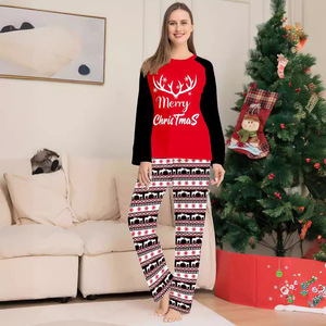 2025 Impresso Em Torno Do Pescoço Feitiço Xadrez Pai-Filho Vestuário Família de Natal Terno Noite Pijama Pijamas Casa Mulheres Conjunto - Product Image 5