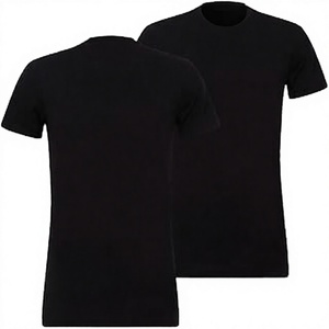 T-shirt décontracté pour homme en coton et élasthanne respirant, coupe ample, couleur noire unie, option logo personnalisé - Product Image 2