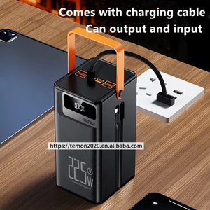 Dış Mekan Ultra İnce Taşınabilir Yüksek Kapasiteli PD 22.5W Hızlı Şarj 100000mAh Powerbank Dahili 2 Kablo LED Işıklı Çoklu Portlu - Product Image 4
