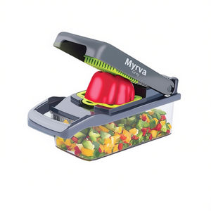 Râpe à légumes manuelle Myrva Grey avec récipient, outil de cuisine en plastique - Product Image 1