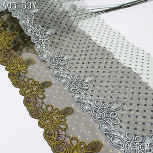 Passamaneria in pizzo ricamato verde retrò da 20 cm <span class=keywords><strong>con</strong></span> motivo a pois per reggiseni e abiti, tessuto ricamato in rete di alta qualità dal Vietnam - Product Image 1