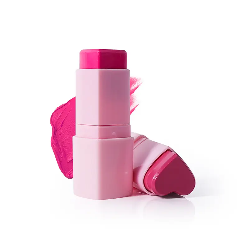 Nieuw Binnen Roze Hart Blush Gezicht Make-Up Crème Blush Op Stick Private Label Langdurige Veganistische Gepigmenteerde Blush Custom Logo