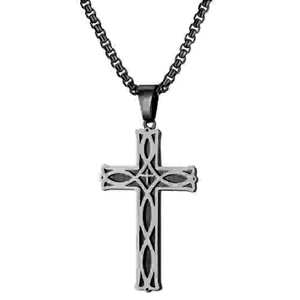 Collar de Acero Inoxidable con Colgante de Cruz Irlandesa de 43 mm para Uso Diario Femenino - Product Image 4