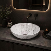 Évier rond en marbre blanc de Carrare naturel, fait main, pour lavabo de salle de bain de luxe ou hôtel, design moderne